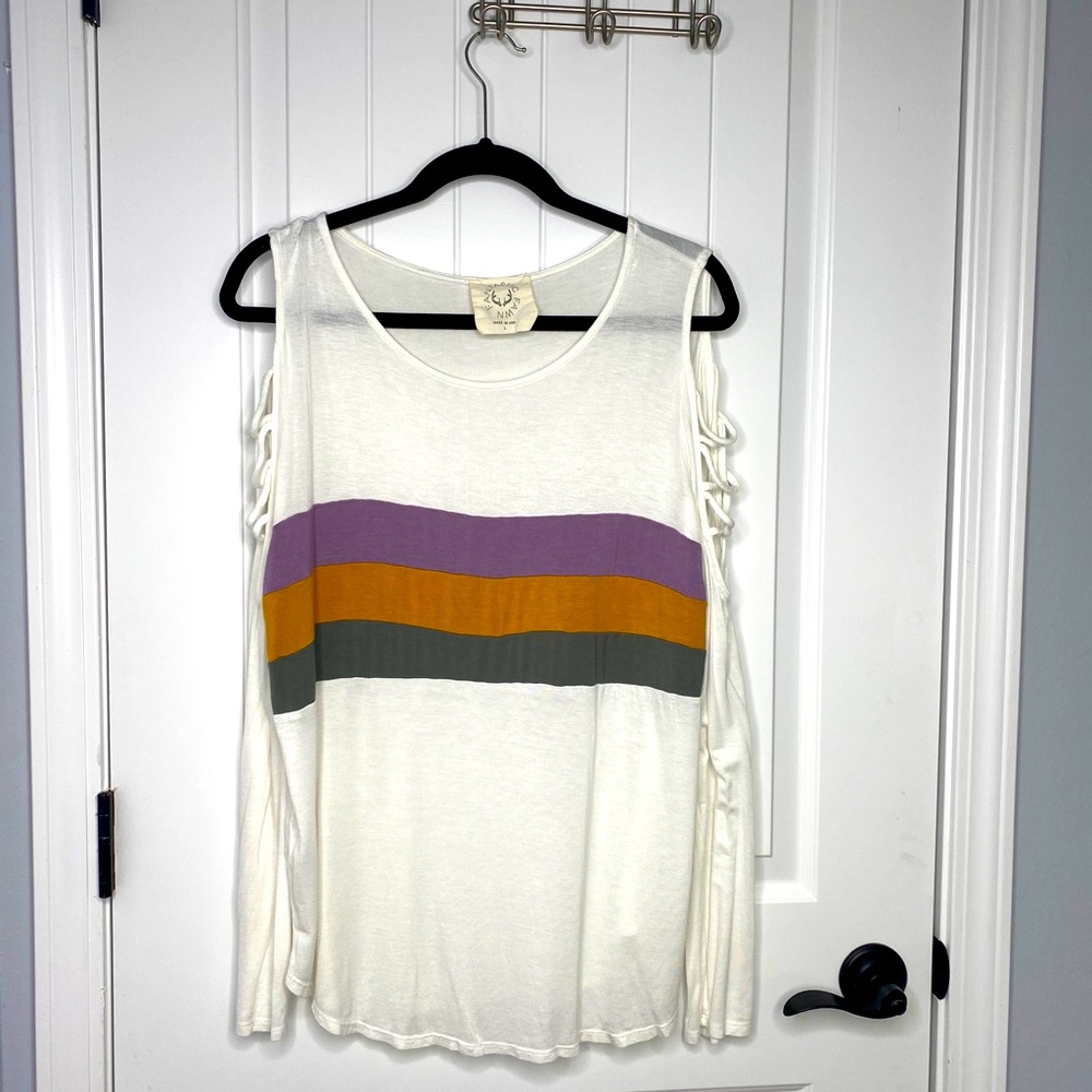 Fantastic Fawn Womens Mardi Gras Cold Shoulder Top